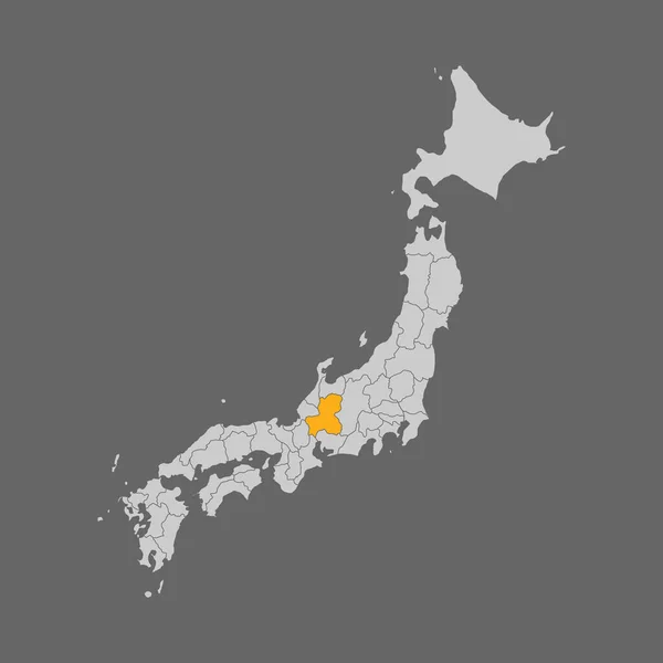 Gifu Prefektúra Kiemelte Térképen Japán Fehér Alapon — Stock Vector