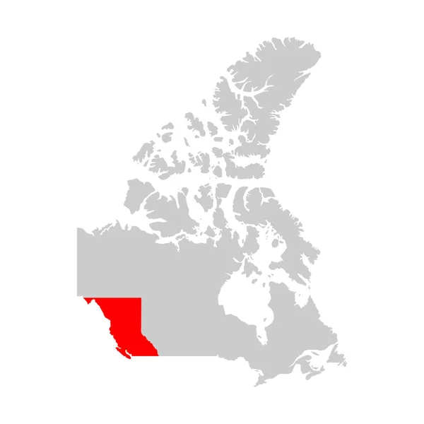 Província Colúmbia Britânica Destacada Mapa Canadá — Vetor de Stock