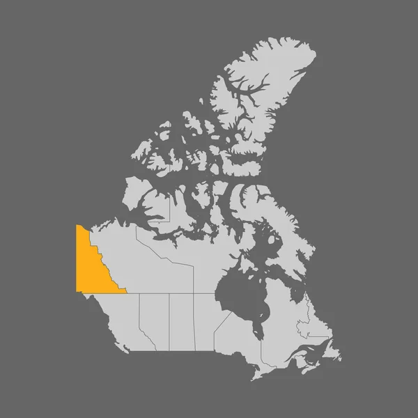 Território Yukon Destacado Mapa Canadá —  Vetores de Stock