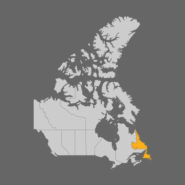 Fundland Tartomány Kiemelte Térképen Kanada — Stock Vector