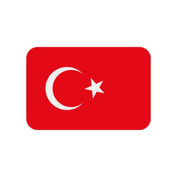 Ícone Vetor Bandeira Turquia Isolado Fundo Branco — Vetor de Stock