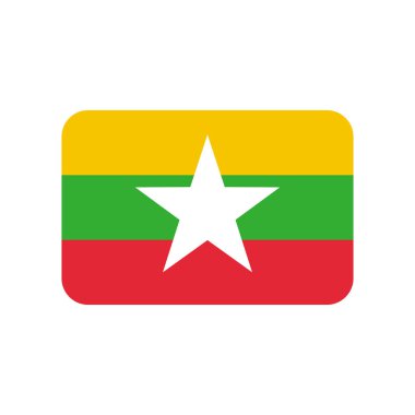 Beyaz arkaplanda izole edilmiş Myanmar bayrak vektör simgesi