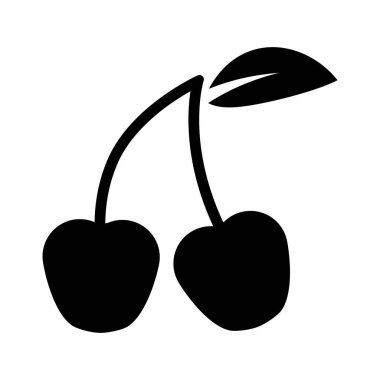 Beyaz arkaplanda kiraz vektörü simgesi izole edildi.