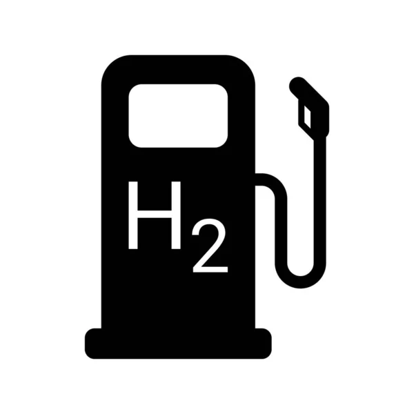 Hydrogen Filling Station Black Vector Icon Isolated White Background —  Vetores de Stock