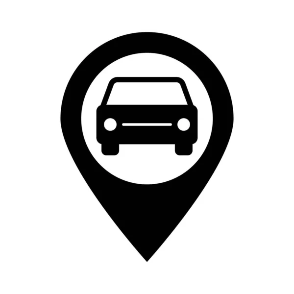 Car Location Black Vector Icon Isolated White Background —  Vetores de Stock