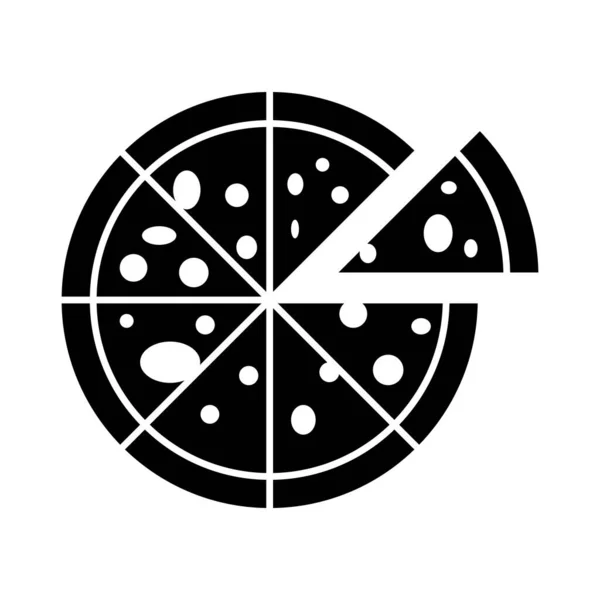 Pizza Black Vector Icon Isolated White Background — Archivo Imágenes Vectoriales