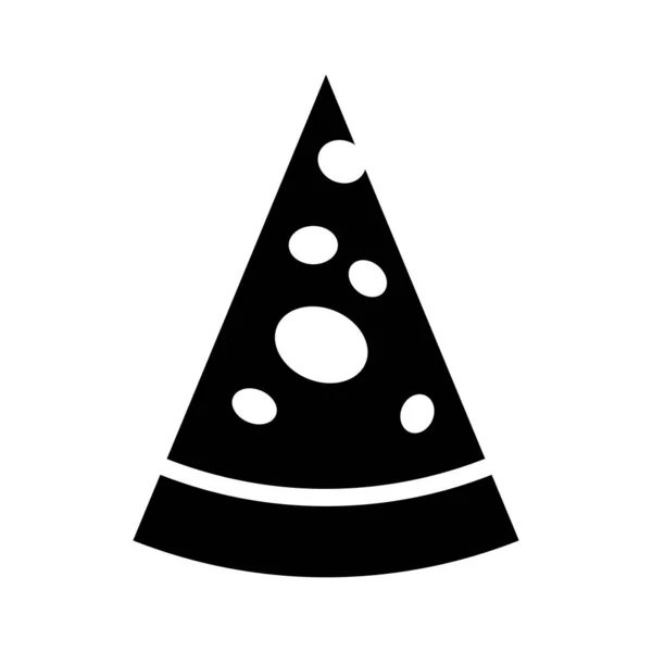 Pizza Piece Black Vector Icon Isolated White Background — Archivo Imágenes Vectoriales