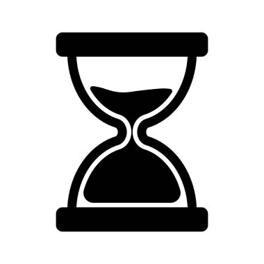 Kum saati siyah vektör simgesi beyaz arkaplanda izole edildi