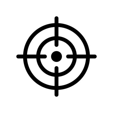 Hedef siyah vektör simgesi beyaz arkaplanda izole edildi