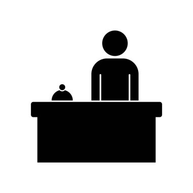 Resepsiyon siyah vektör simgesi beyaz arkaplanda izole edildi