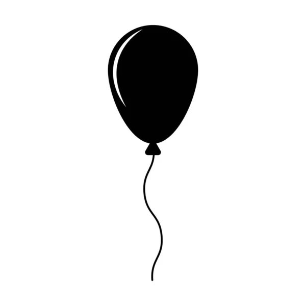 Ballon Zwarte Vector Pictogram Geïsoleerd Witte Achtergrond — Stockvector