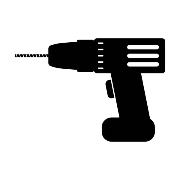 Drill Black Vector Icon White Background — Stock Vector