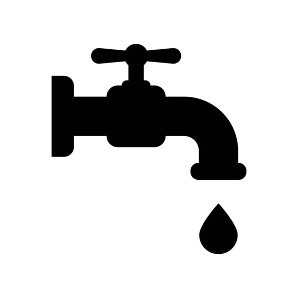 Water Tap Black Vector Icon Isolated White Background — Διανυσματικό Αρχείο