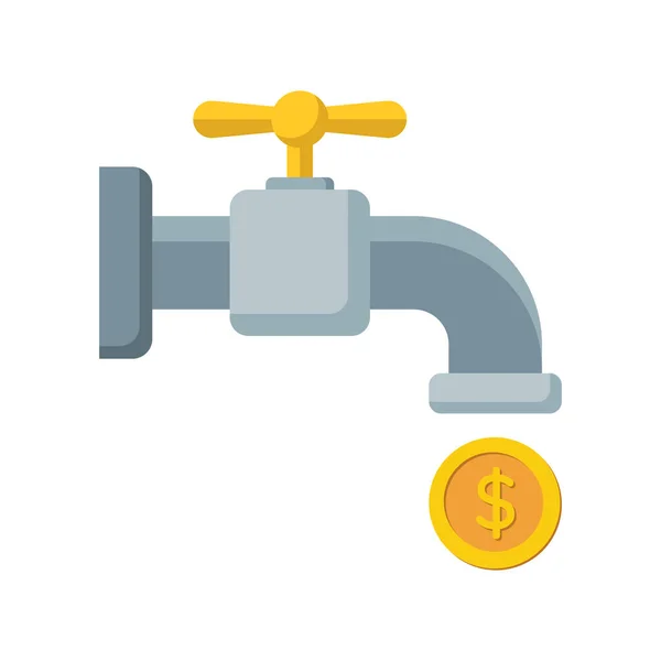 Coin Faucet Vector Icon Isolated White Background — Stockvector