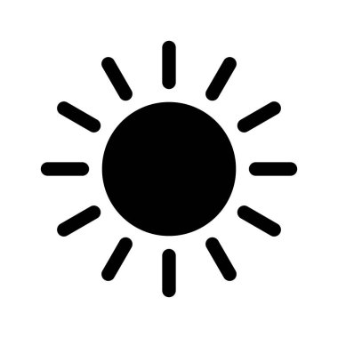 Beyaz arkaplanda izole edilmiş güneş siyah vektörü simgesi