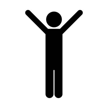 Man hands up black vector icon isolated on white background