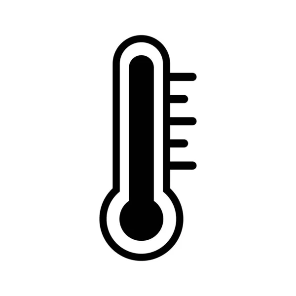 Thermometer Black Vector Icon Isolated White Background — Διανυσματικό Αρχείο
