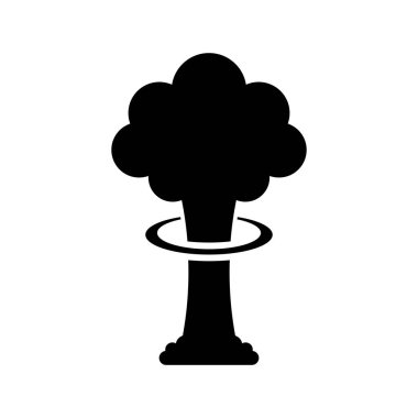 Nükleer bomba siyah vektör simgesi beyaz arkaplanda izole edildi