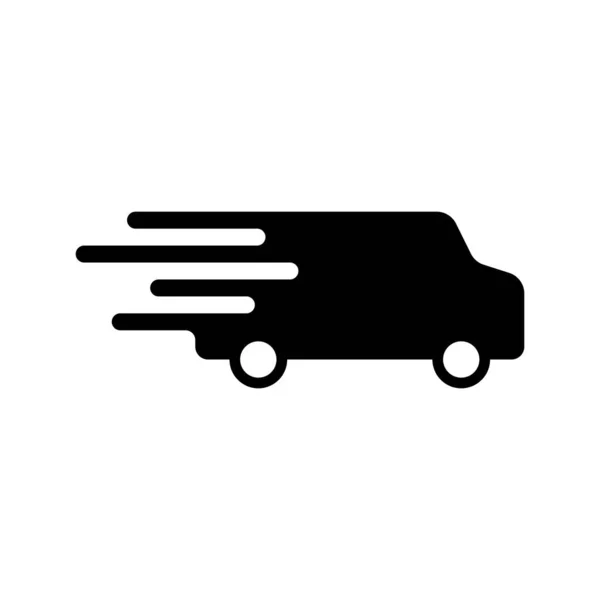 Delivery Truck Black Vector Icon Isolated White Background — Stock Vector