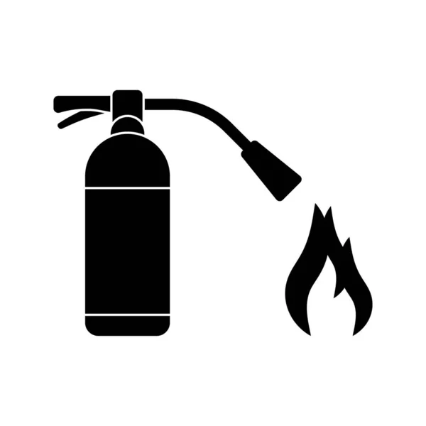 Fire Extinguisher Black Vector Icon Isolated White Background — Stock Vector