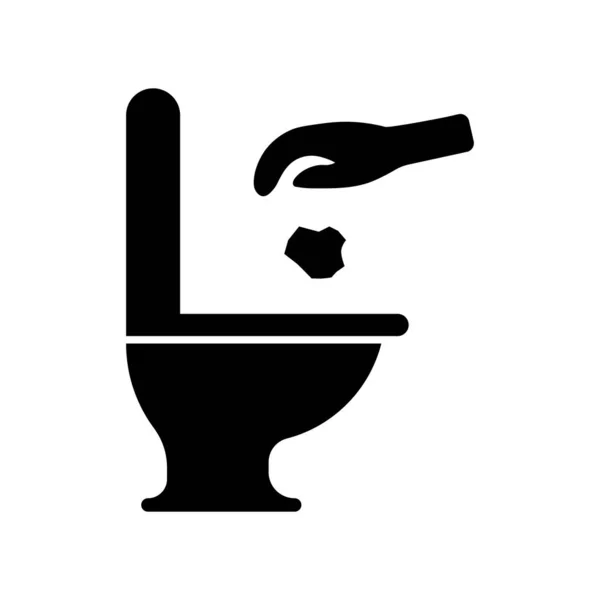 Toilet Trash Black Vector Icon Isolated White Background — 스톡 벡터