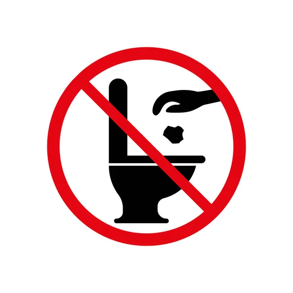 Toilet Trash Ban Vector Sign White Background — Wektor stockowy