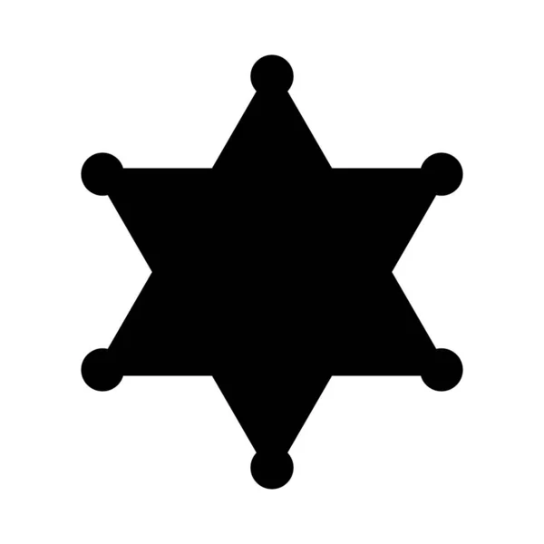 Sheriff Star Black Vector Icon Isolated White Background — ストックベクタ