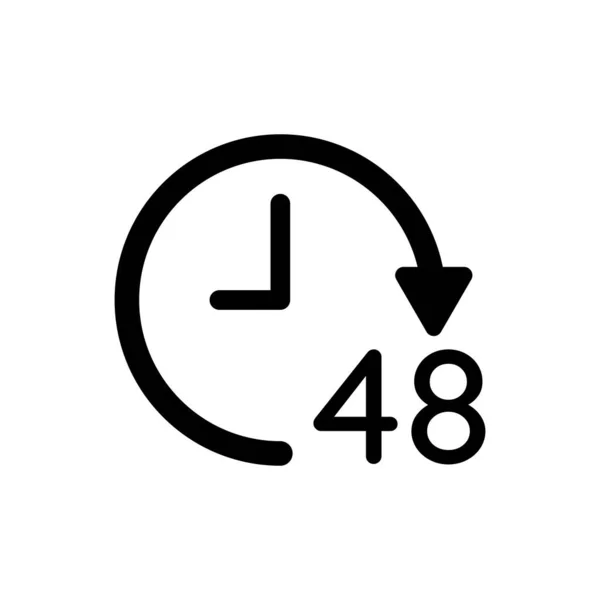 Hour Clock Black Vector Icon Isolated White Background — стоковый вектор