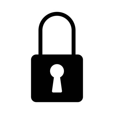 Kilitli asma kilit vektör simgesi beyaz arkaplanda izole edildi