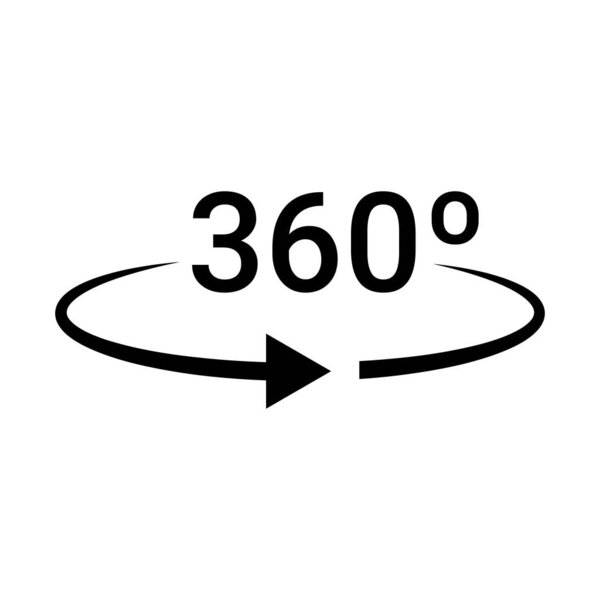 360 degrees vector icon isolated on white background