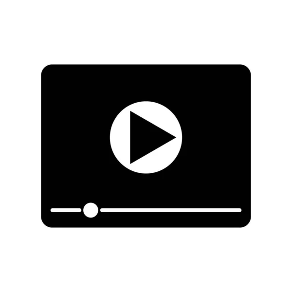 Video Player Black Vector Icon Isolated White Background — Vector de stock