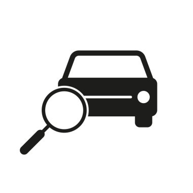 Car search vector icon on white background.
