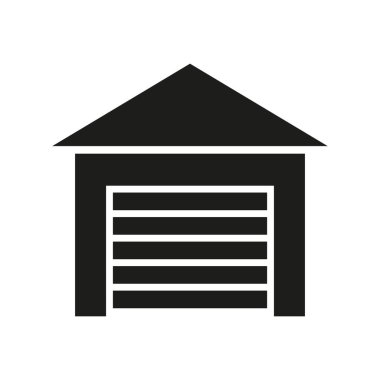 Garage black vector icon on white background.