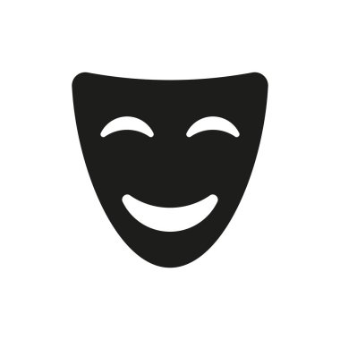 Comedy black vector icon on white background.