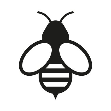 Bee black vector icon isolated on white background