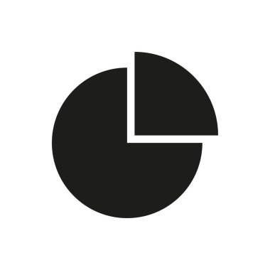 Pie chart black vector icon on white background.