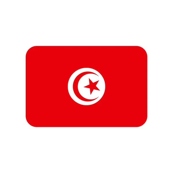 Tunisia Vector Flag Rounded Corners Isolated White Background — Vetor de Stock