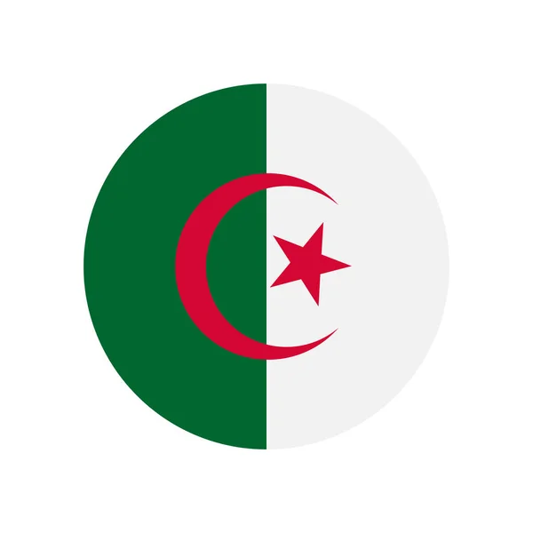 Algeria Vector Flag Circle Isolated White Background — Vetor de Stock