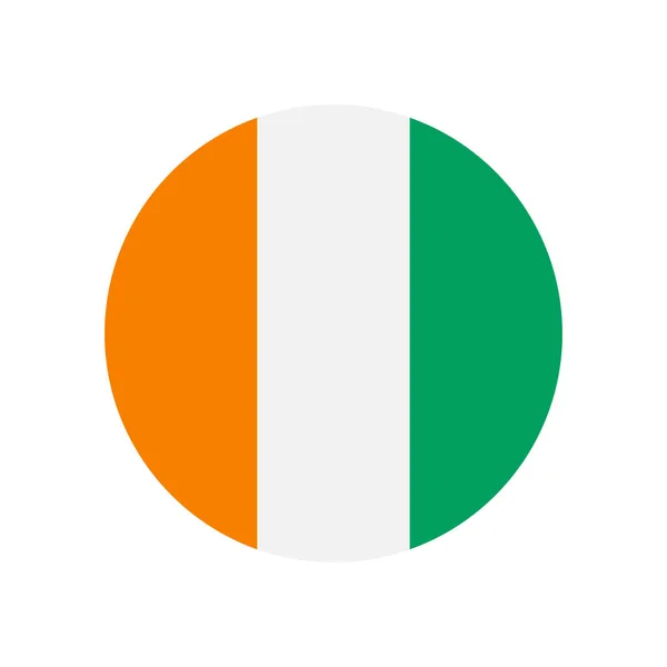 Ivory Coast Vector Flag Circle Isolated White Background — Stok Vektör