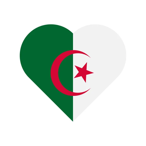 Algeria Vector Flag Heart Isolated White Background — Stock Vector