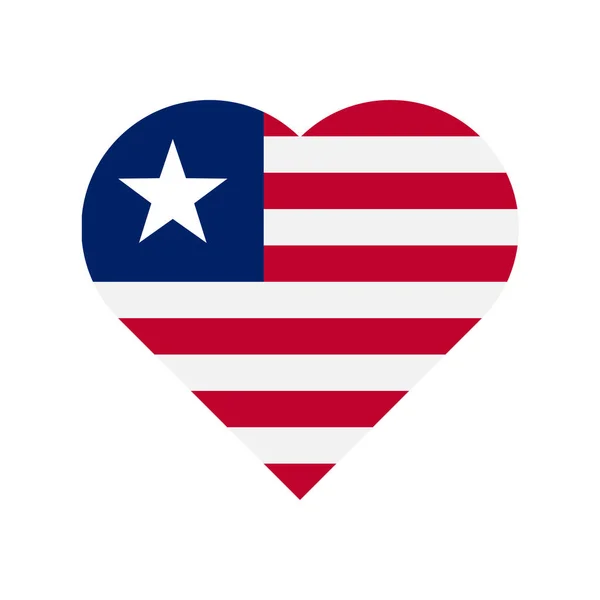 Векторный Флаг Либерии Сердце Белом Фоне — стоковый вектор