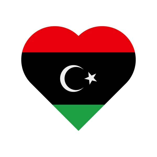 Lybia Vetor Bandeira Coração Isolado Fundo Branco — Vetor de Stock