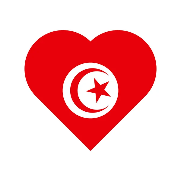 Tunísia Coração Bandeira Vetor Isolado Fundo Branco — Vetor de Stock