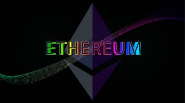 3D Ethereum ETH bayrağı. ETH para kripto para kavramı pankart arkaplanı.