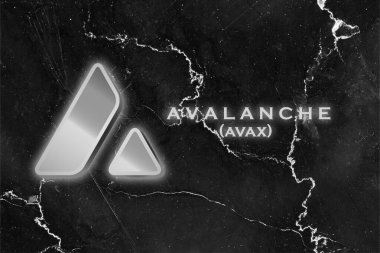 Çığ kripto para birimi. Çığ logosu ve soyut arkaplan üzerine metin. AVAX