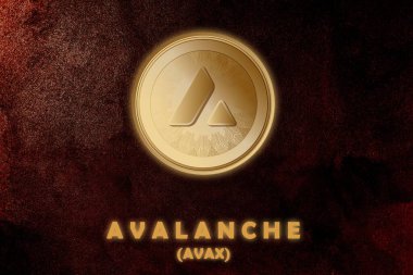 Çığ kripto para birimi. Çığ logosu ve soyut arkaplan üzerine metin. AVAX