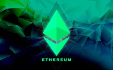 Ethereum ETH bayrağı. ETH para kripto para kavramı pankart arkaplanı.