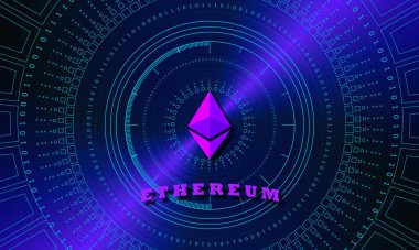 Ethereum ETH bayrağı. ETH para kripto para kavramı pankart arkaplanı.