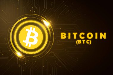 Bitcoin BTC pankartı. BTC para kripto para kavramı pankart arkaplanı.
