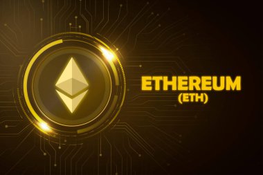 Ethereum ETH bayrağı. ETH para kripto para kavramı pankart arkaplanı.